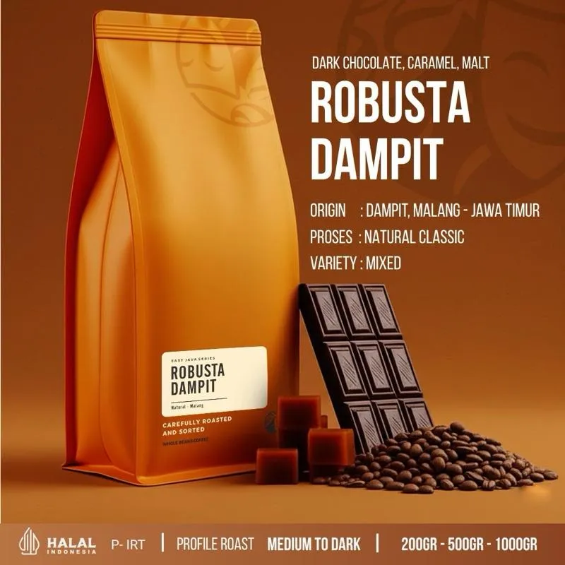 Biji Kopi Robusta Dampit Premium 200gr